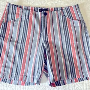 Lee shorts size 18 vertical stripes white coral blue/ gray